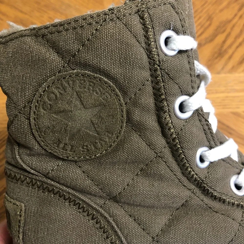 Women’s Platform Hightop Converse Army Green Size 8 - Picture 6 of 9